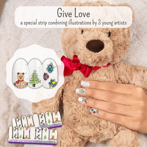 Color Street GIVE LOVE Toys For Tots Foundation Set Teddy Bear Presents - Picture 6 of 8